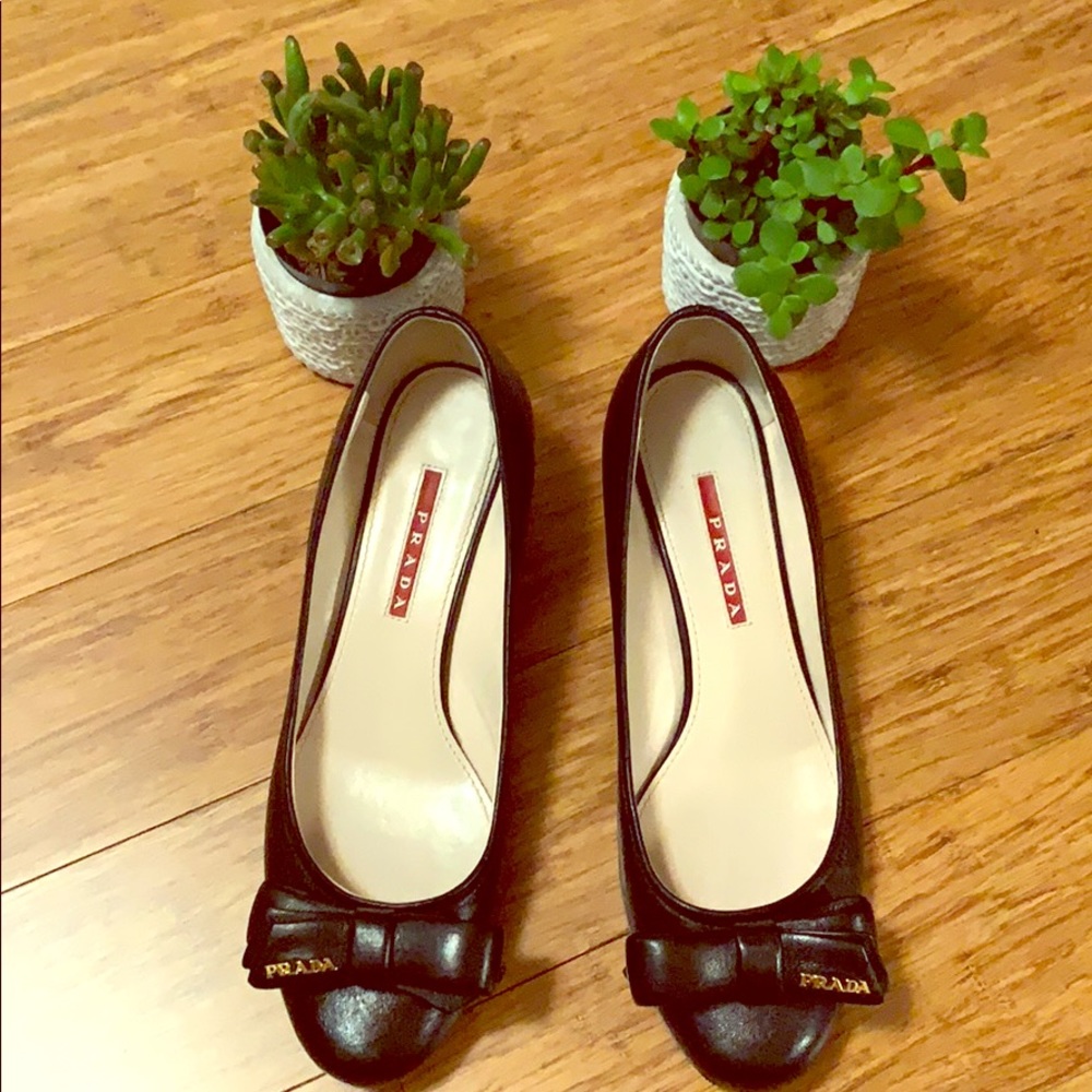 Prada Sport round toe pumps
